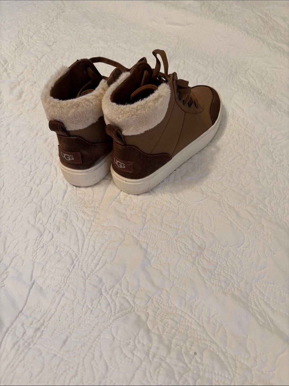 UGG women’s Brown Faux-Shearling High-Top Boots